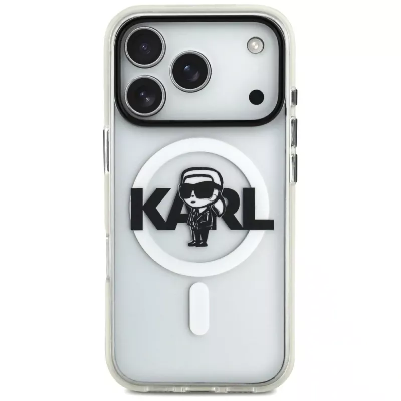 KARL LAGERFELD IML Karl Sketch Logo MagSafe Case per iPhone 17 Pro trasparente