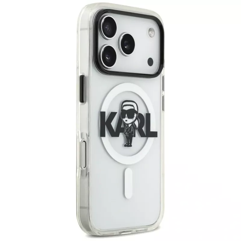 KARL LAGERFELD IML Karl Sketch Logo MagSafe Case per iPhone 17 Pro trasparente