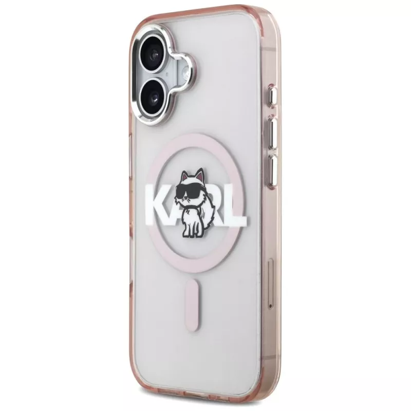 Karl Lagerfeld IML Choupette Sketch Logo custodia MagSafe per iPhone 17, rosa