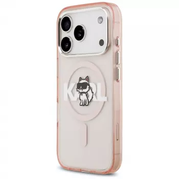 Karl Lagerfeld IML Choupette Sketch Logo custodia MagSafe per iPhone 17 Pro - rosa