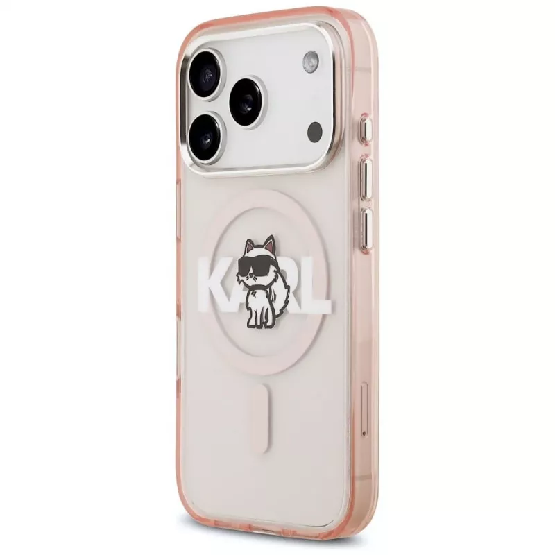 Karl Lagerfeld IML Choupette Sketch Logo custodia MagSafe per iPhone 17 Pro - rosa