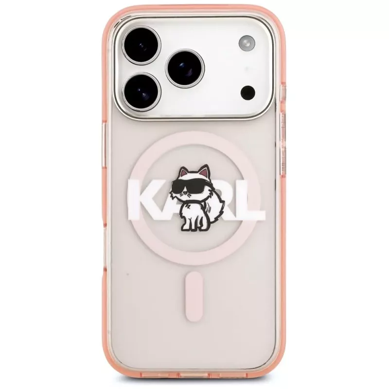 Karl Lagerfeld IML Choupette Sketch Logo custodia MagSafe per iPhone 17 Pro - rosa