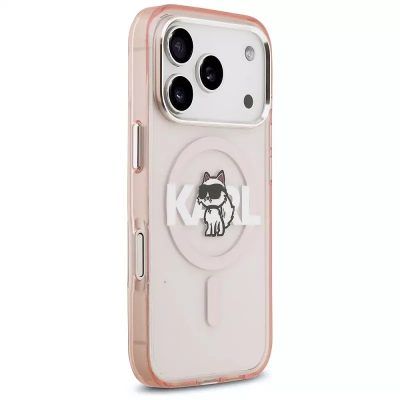 Karl Lagerfeld IML Choupette Sketch Logo custodia MagSafe per iPhone 17 Pro - rosa