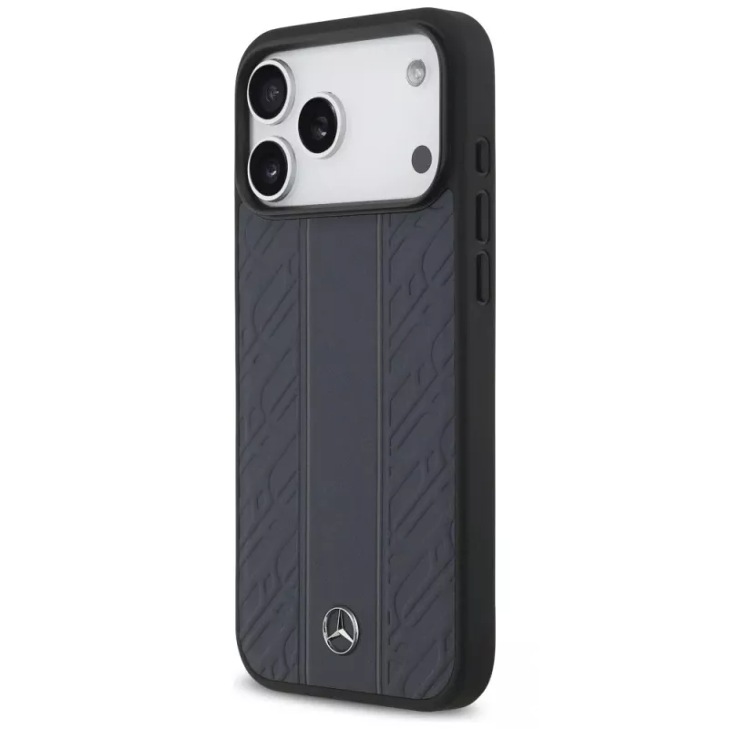 Mercedes in pelle Lorbeerblätter Streifen custodia MagSafe per iPhone 17 Pro Max blu
