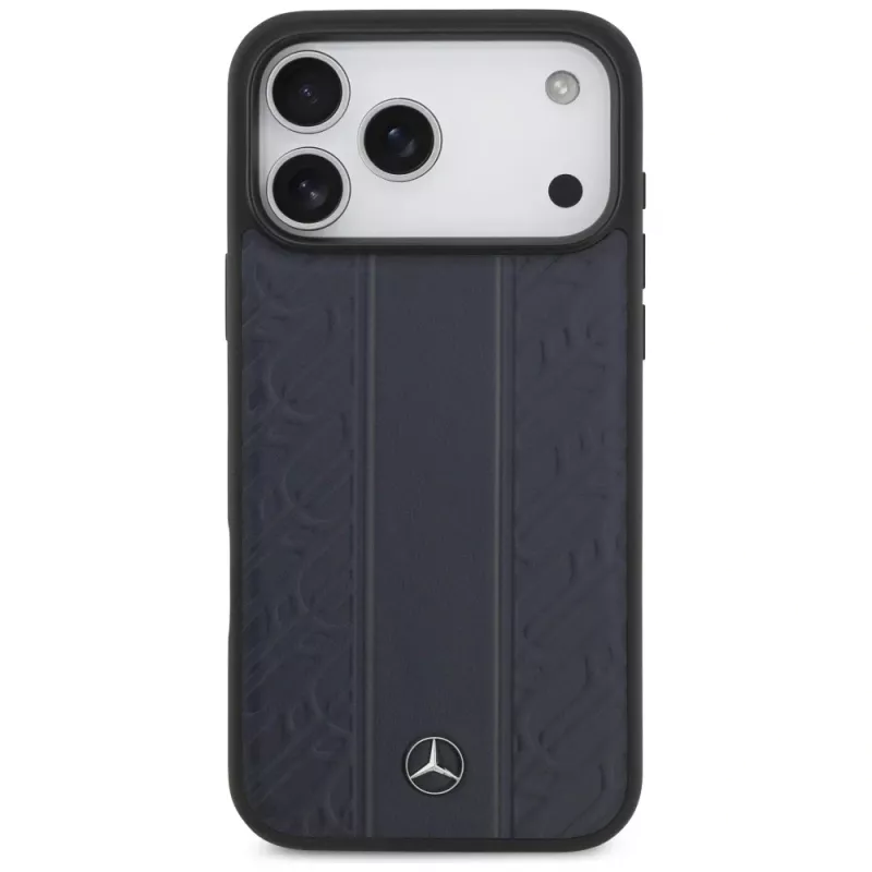 Mercedes in pelle Lorbeerblätter Streifen custodia MagSafe per iPhone 17 Pro Max blu