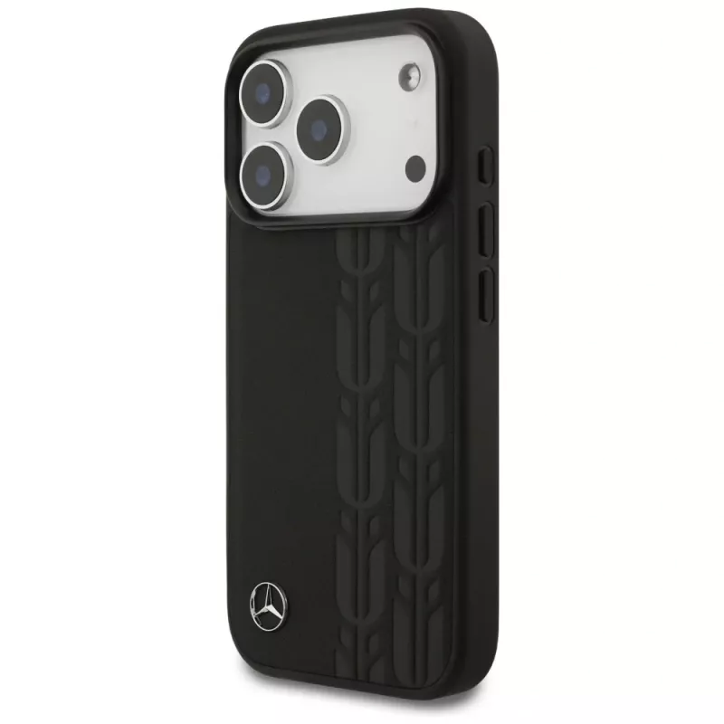 Mercedes Leather Laurel Leaves custodia MagSafe per iPhone 17 Pro nero