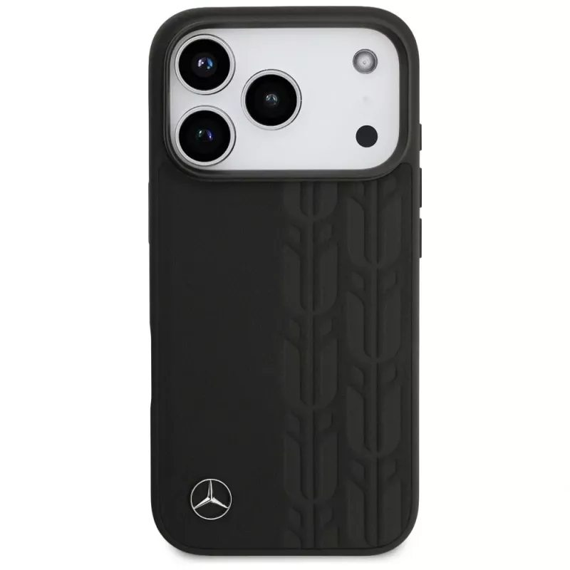 Mercedes Leather Laurel Leaves custodia MagSafe per iPhone 17 Pro nero