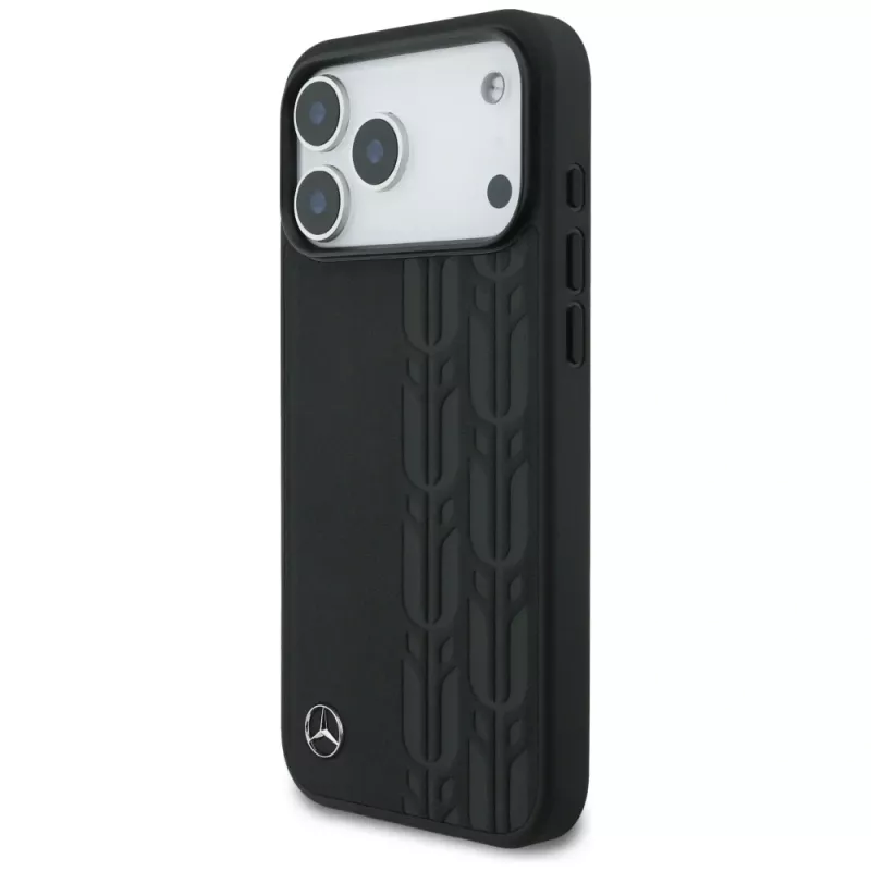 Mercedes Leather Laurel Leaves custodia MagSafe per iPhone 17 Pro Max nero