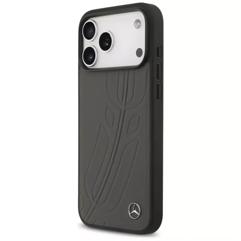 Mercedes Leather Large Laurel Leave custodia MagSafe per iPhone 17 Pro Max antracite