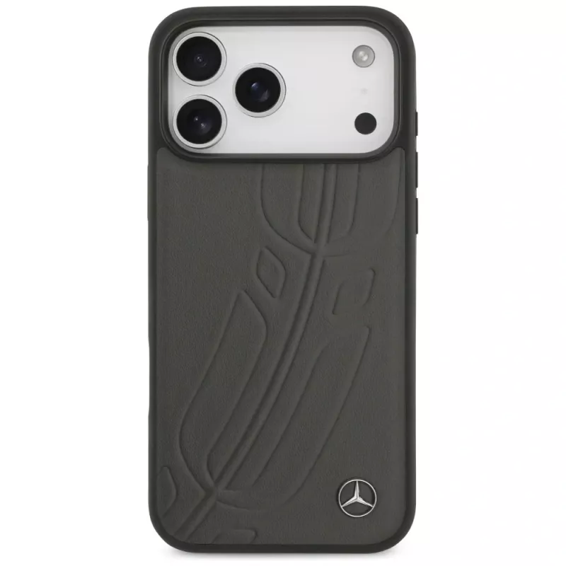 Mercedes Leather Large Laurel Leave custodia MagSafe per iPhone 17 Pro Max antracite