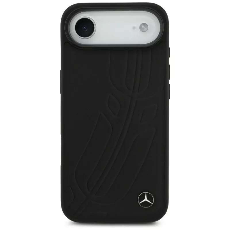 Mercedes Leather Large Laurel Leave custodia MagSafe per iPhone Air nero
