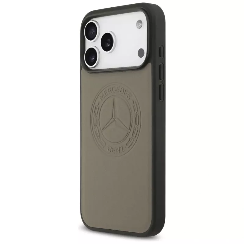 Mercedes Leather Vintage Logo custodia MagSafe per iPhone 17 Pro Max taupe