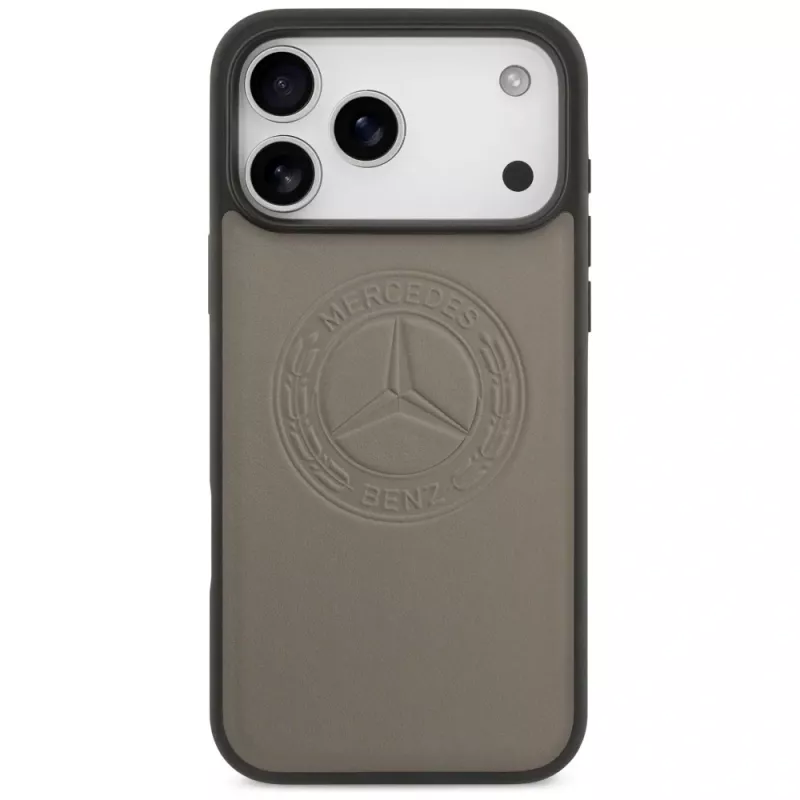 Mercedes Leather Vintage Logo custodia MagSafe per iPhone 17 Pro Max taupe