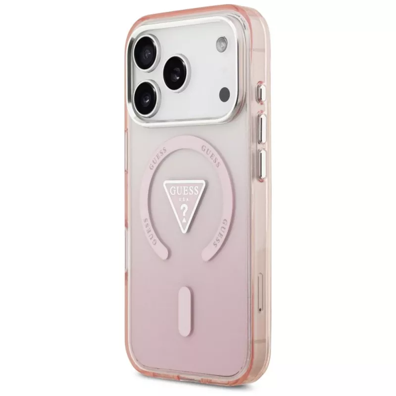 Guess IML Gradient Triangle Logo custodia MagSafe per Apple iPhone 17 Pro, rosa