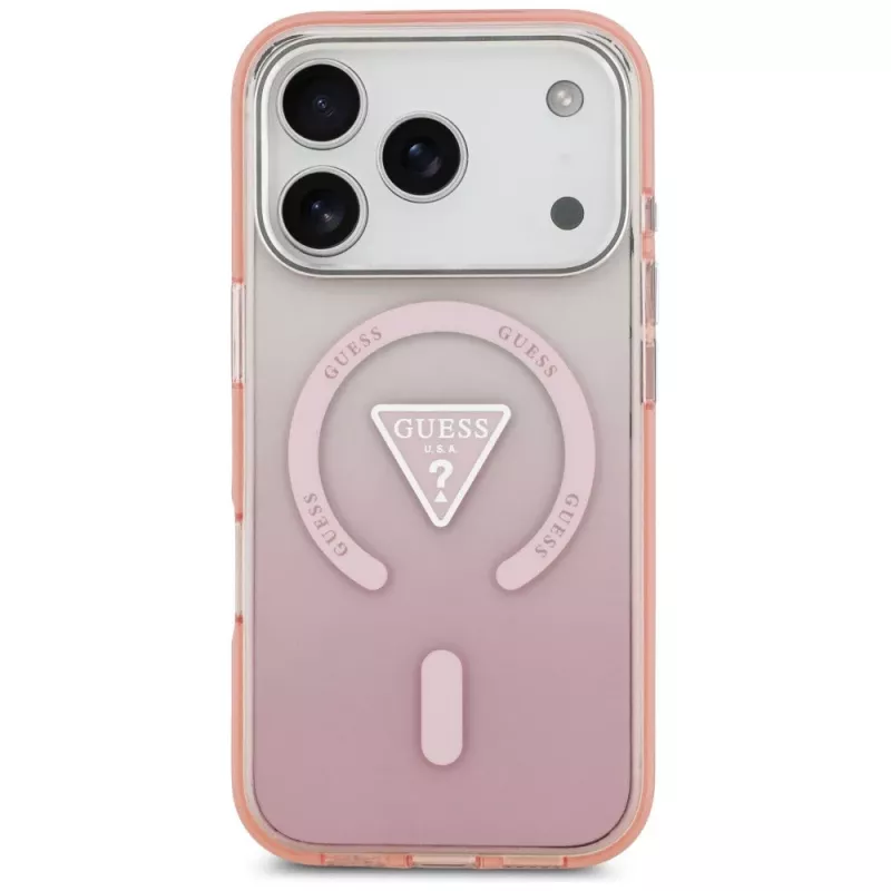 Guess IML Gradient Triangle Logo custodia MagSafe per Apple iPhone 17 Pro, rosa