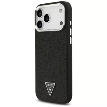 Guess Glitter Triangle Logo custodia MagSafe per iPhone 17 Pro Max nero