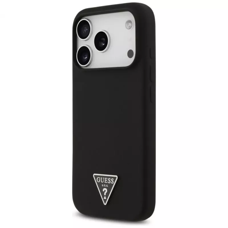 Guess in silicone Triangle Logo custodia MagSafe per iPhone 17 Pro Max (nero)