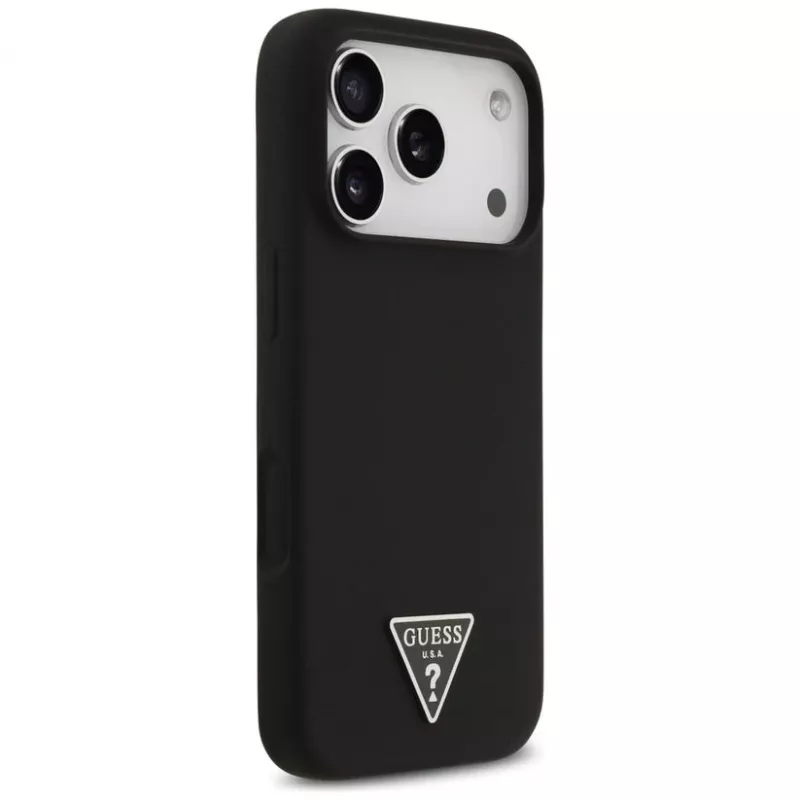 Guess in silicone Triangle Logo custodia MagSafe per iPhone 17 Pro Max (nero)