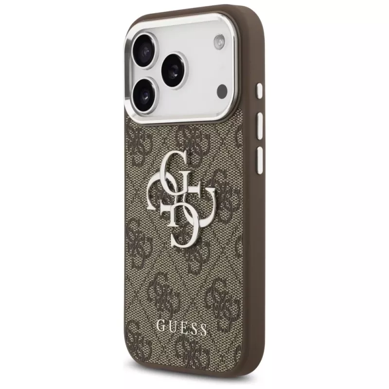 Guess 4G Big 4G Classic Logo Cover per iPhone 17 Pro (marrone / argento)