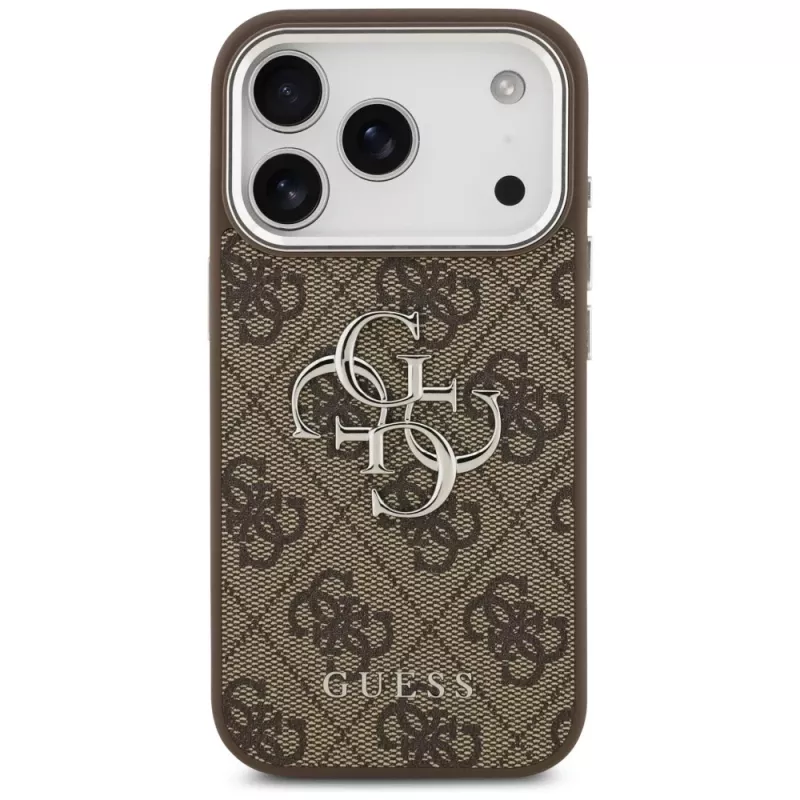 Guess 4G Big 4G Classic Logo Cover per iPhone 17 Pro (marrone / argento)