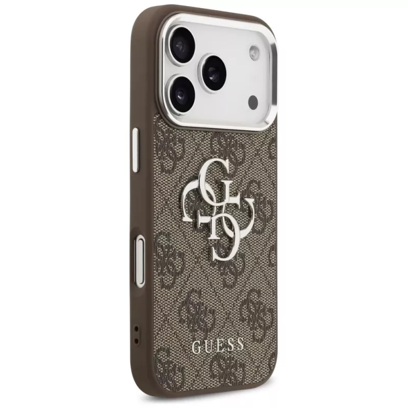 Guess 4G Big 4G Classic Logo Cover per iPhone 17 Pro (marrone / argento)