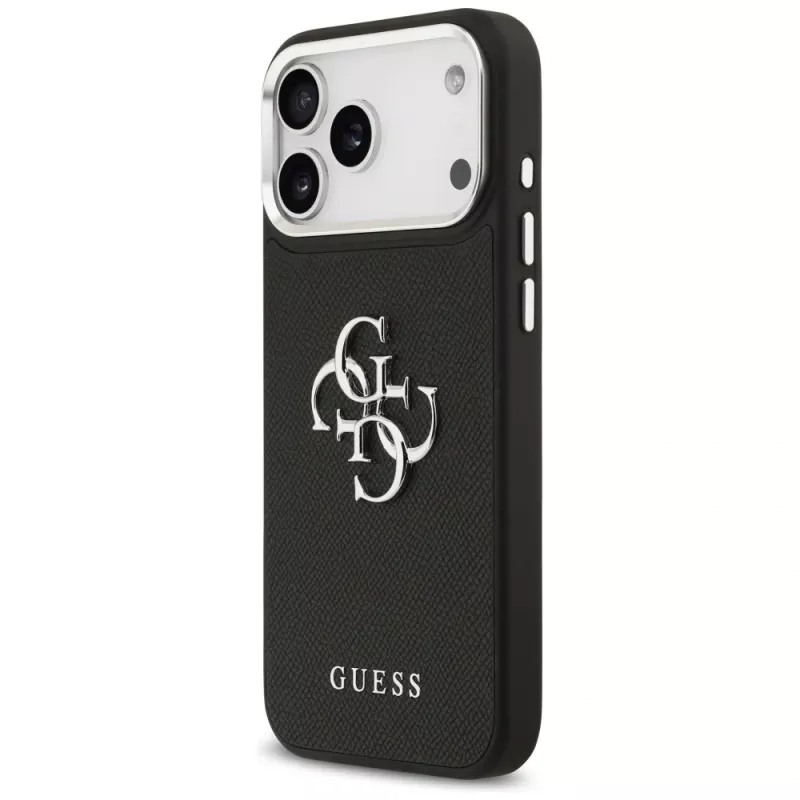 Guess Grained Big 4G Classic Logo Cover per iPhone 17 Pro Max - nero