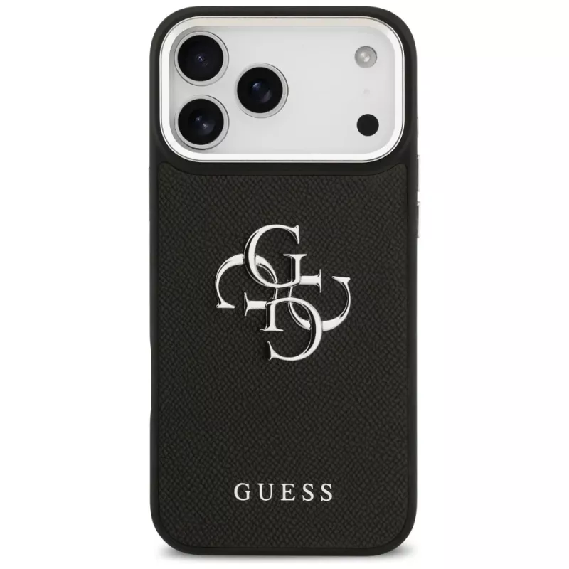 Guess Grained Big 4G Classic Logo Cover per iPhone 17 Pro Max - nero