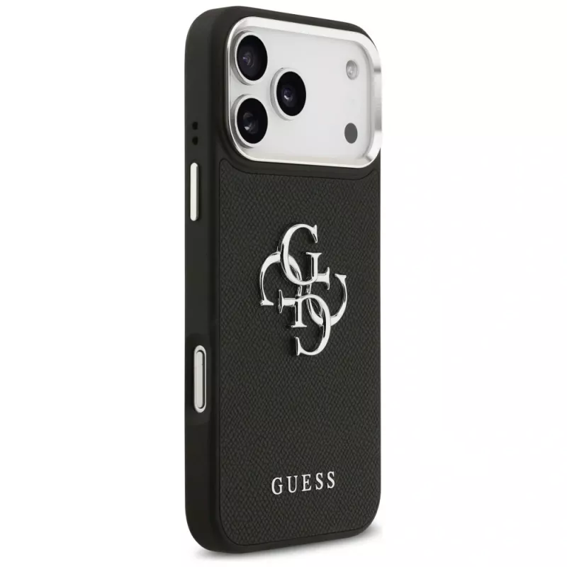 Guess Grained Big 4G Classic Logo Cover per iPhone 17 Pro Max - nero