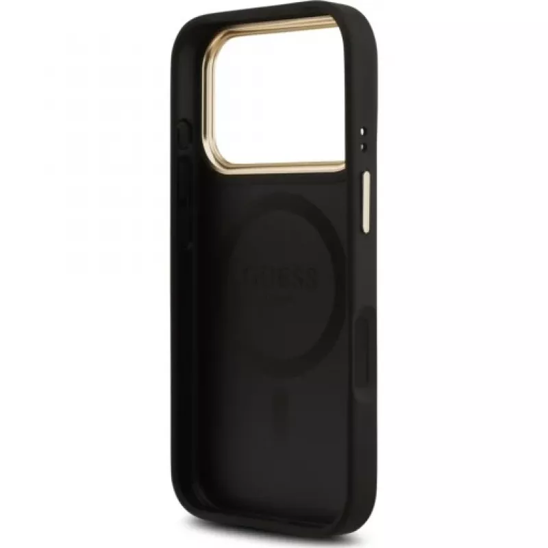 Guess 4G PU Classic Logo MagSafe Back Cover per Apple iPhone 17 Pro nero