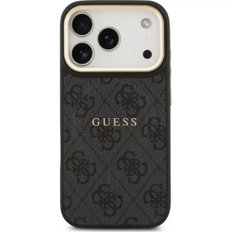 Guess 4G PU Classic Logo MagSafe Back Cover per Apple iPhone 17 Pro nero