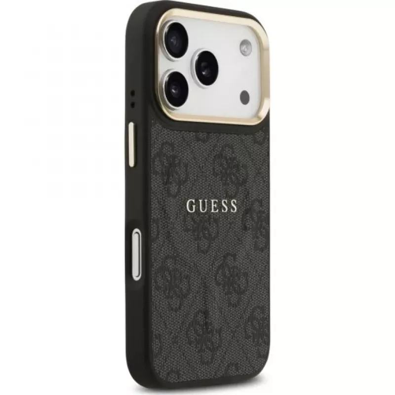 Guess 4G PU Classic Logo MagSafe Back Cover per Apple iPhone 17 Pro nero