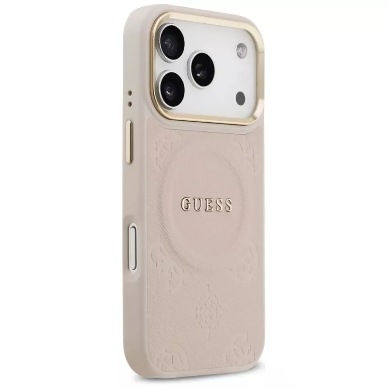 Guess Peony Hot Stamp Cover MagSafe per iPhone 17 Pro, rosa