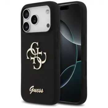 Guess Silicone Big 4G Script Cover per iPhone 17 Pro nero