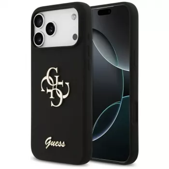 Guess Silicone Big 4G Script Cover per iPhone 17 Pro Max, nero