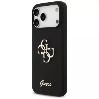 Guess Silicone Big 4G Script Cover per iPhone 17 Pro Max, nero