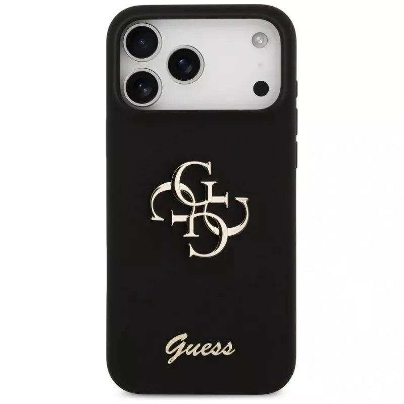 Guess Silicone Big 4G Script Cover per iPhone 17 Pro Max, nero