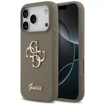 Guess Silicone Big 4G Script Cover per iPhone 17 Pro marrone