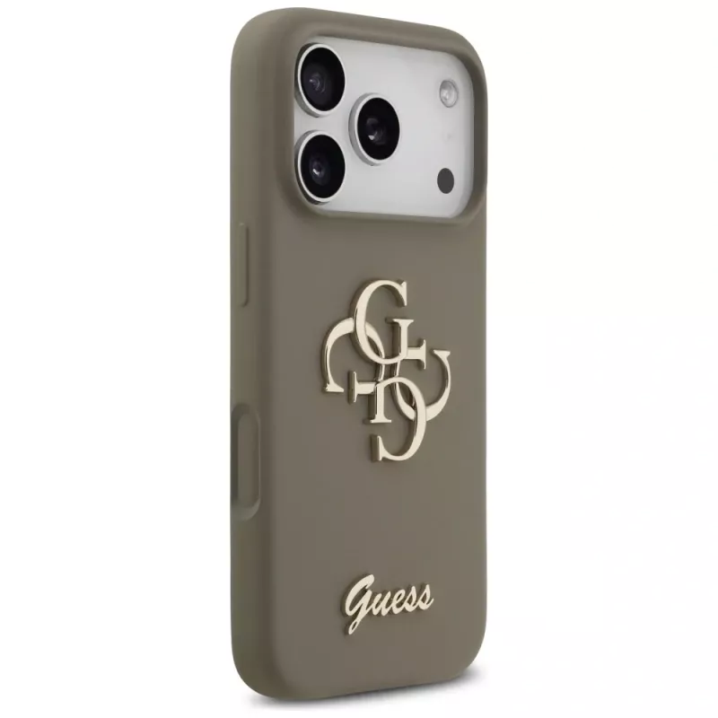 Guess Silicone Big 4G Script Cover per iPhone 17 Pro marrone