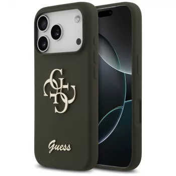 Guess Silicone Big 4G Script Cover per iPhone 17 Pro - khaki