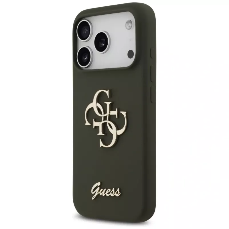 Guess Silicone Big 4G Script Cover per iPhone 17 Pro Max khaki