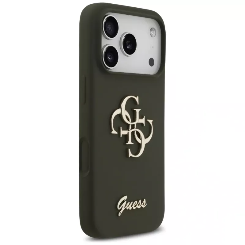 Guess Silicone Big 4G Script Cover per iPhone 17 Pro Max khaki
