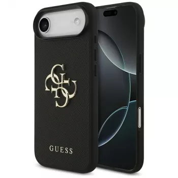 Guess Grained Big 4G & Classic Logo Cover per iPhone Air, nero