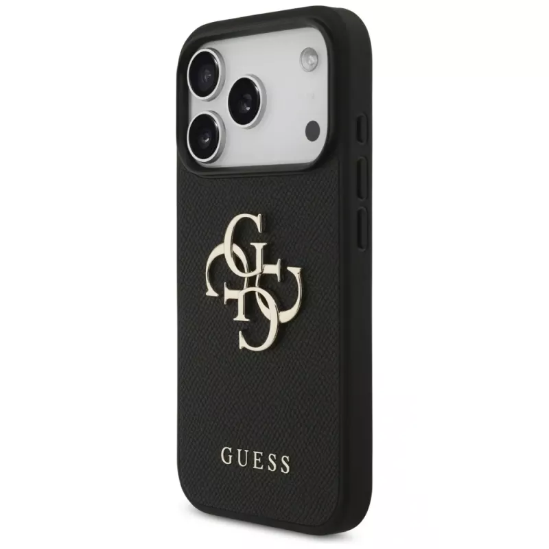 Guess Grained Big 4G & Classic Logo Cover protettiva per Apple iPhone 17 Pro, nero