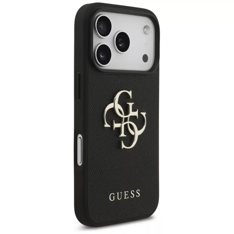 Guess Grained Big 4G & Classic Logo Cover protettiva per Apple iPhone 17 Pro, nero