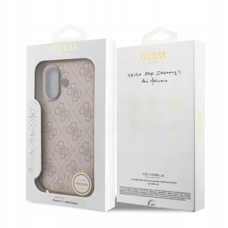Guess 4G Charms Collection Cover MagSafe per iPhone 17 (rosa)