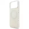 Guess IML Flowers Electro Pearl Strap Cover MagSafe per iPhone 17 Pro Max bianco