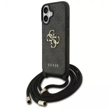 Guess 4G Big Logo Cord Strap Crossbody Cover per Apple iPhone 17, nero