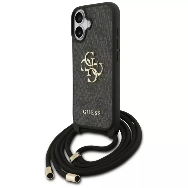 Guess 4G Big Logo Cord Strap Crossbody Cover per Apple iPhone 17, nero
