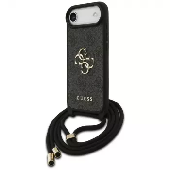 Guess 4G Big Logo Cord Stap Crossbody Cover per iPhone Air, nero
