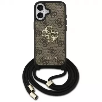 Guess 4G Big Logo Cord Stap Crossbody Cover per iPhone 17 marrone